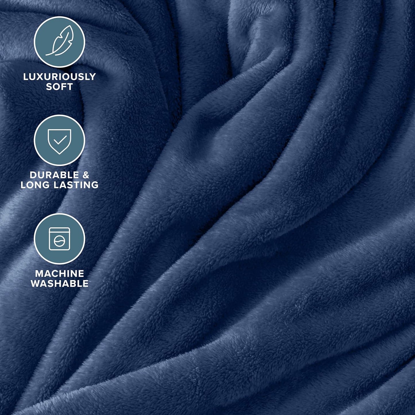 Microplush Fleece Blanket - King Blanket - Dark Blue - Lightweight Soft Blanket for Bed, Sofa, Couch, Camping, and Travel - Ultra Soft Warm Blanket (King, Dark Blue)