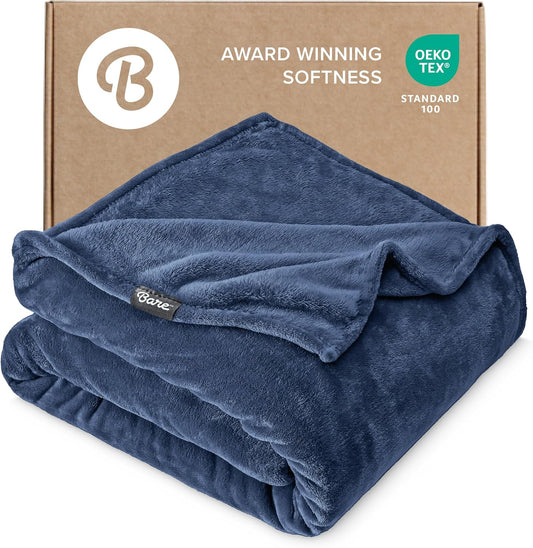 Microplush Fleece Blanket - King Blanket - Dark Blue - Lightweight Soft Blanket for Bed, Sofa, Couch, Camping, and Travel - Ultra Soft Warm Blanket (King, Dark Blue)