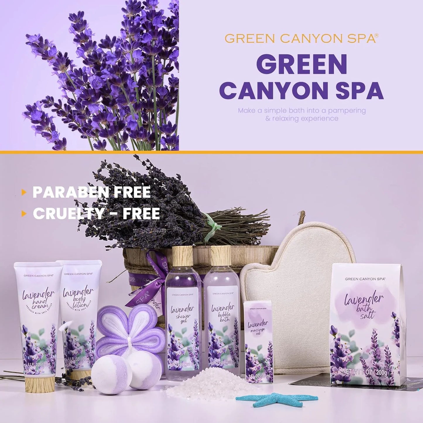 Bath Gift Sets for Women, 11Pcs Lavender Spa Baskets Gift Kits, Relaxing Birthday Mothers Day Gifts for Mom Her