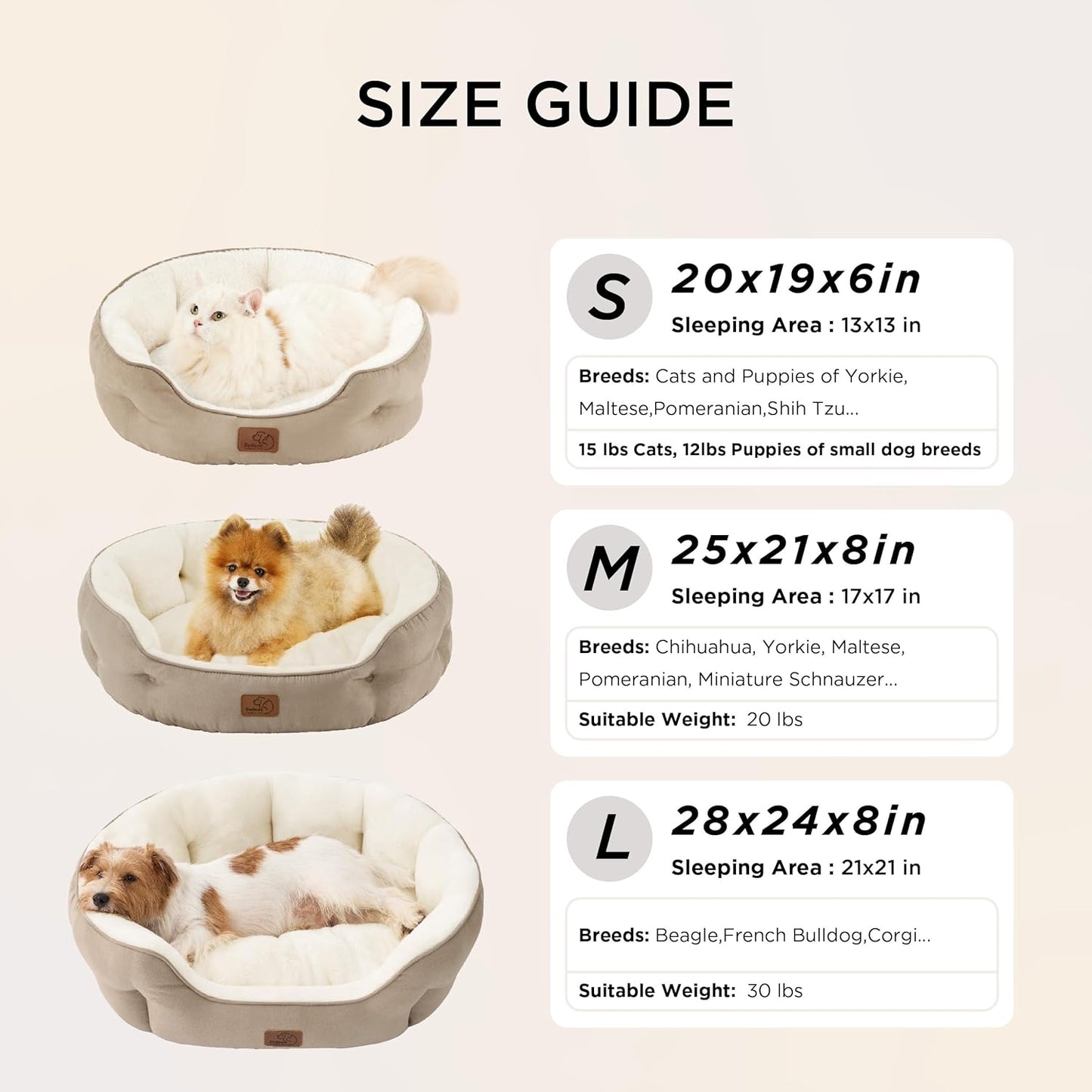 Small Dog Bed for Small Dogs Washable - round Cat Beds for Indoor Cats, round Pet Bed for Puppy and Kitten with Slip-Resistant Bottom, 20 Inches